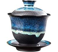 Forno smaltato ceramica Gaiwan, tazza da tè in porcellana Kungfu, tazza da tè retrò cinese, Sancai Gaiwan con piattino con coperchio
