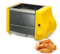 Forno Tandoor Elettrico Mini & Pizza Maker, Cucina da Banco Elettrica 2-in-1, con Funzione Riscaldamento e Timer, Riscaldamento Uniforme, Forno da Tavolo per Cucina 220W yellow
