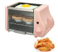 Forno Tandoor Elettrico Mini & Pizza Maker, Cucina da Banco Elettrica 2-in-1, con Funzione Riscaldamento e Timer, Riscaldamento Uniforme, Forno da Tavolo per Cucina 220W pink