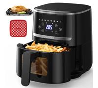 Forno tostapane con friggitrice ad aria con display digitale da 5 litri combinato con 8 preimpostazioni di cottura Fornello senza olio, finestra visibile, cestello lavabile in lavastoviglie