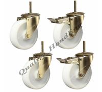 Foro bullone nylon acciaio inox 80 mm Ruota girevole e frenata, 150 kg, - set...