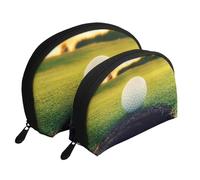 Foro per pallina da golf, Borsa per trucco a conchiglia Portamonete da donna Borsa da toilette piccola Borsa per cosmetici 2 pezzi