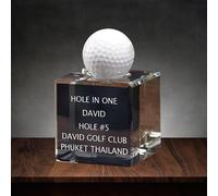 Foro personalizzato in una vetrina per palline da golf, foro con nome personalizzato in un trofeo di cristallo da golf, foro in un display, mostra la tua palla da golf, trofeo da golf (cristallo)
