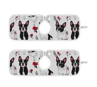 foro rubinetto tappetino per lavello da cucina assorbente appendibile 2 pezzi tappetino per lavello da cucina Splash Guard & protezioni 76,2 cm divertente Boston Terrier cani bianco