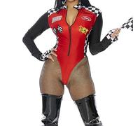 Forplay Womens 4pc. Racer Adult Sized Costumes, Red, Medium/Large US
