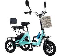 forplubossmmp Triciclo Elettrico Pieghevole 350 W Doppio Cestello Portaoggetti, Design da Bici Elettrica per Adulti da 14 Pollici, Batteria Rimovibile, Triciclo Elettrico Pieghevole Adulti Green