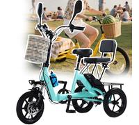 forplubossmmp Triciclo Elettrico Pieghevole per Adulti, Telaio in Acciaio al Carbonio, Sedile Passeggero E Doppio Vano Portaoggetti, Triciclo Elettrico Pieghevole da 350 W per Adulti Green