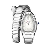 Forrader Orologio da polso da donna, design unico, a forma di serpente, orologio da polso alla moda da donna, Bianco argenteo, Bracciale