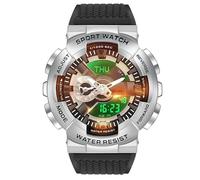 Forrader Orologio sportivo digitale da uomo, colorato, alla moda, militare, multifunzione, per uomo, sportivo, con luce di sollevamento, cronometro, sveglia, conto alla rovescia, Nero/argento, sport