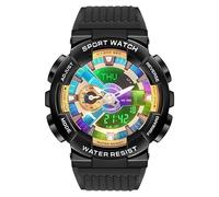 Forrader Orologio sportivo digitale da uomo, colorato, alla moda, militare, multifunzione, per uomo, sportivo, con luce di sollevamento, cronometro, sveglia, conto alla rovescia, Nero , sport