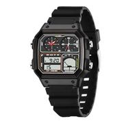 Forrader Orologio sportivo digitale da uomo con cinturino in acciaio inossidabile/TPU, orologio da polso quadrato elettronico resistente all'acqua con luce posteriore a LED, Nastro TPU/Nero Bianco