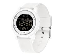 Forrader Orologio sportivo digitale da uomo, impermeabile, militare, con cronometro, retroilluminazione a LED, sveglia, conto alla rovescia, data, bianco, Classico