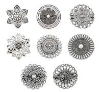 Forreen 8 Pezzi Clip Rotondi Fiore per Cardigan Donna, Metallico per Scialle Elegante Raffinato - Fissaggio di Maglione, Abiti, Camicie e Giacche