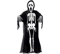 Forreen Costume da Scheletro per Bambini, 80 cm Costume da Scheletro Unisex con Maschera Scream, Guanti per Halloween e Feste