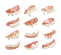 Forreen Denti di Gag, 12 Pezzi Halloween Denti Artificiali Divertenti Wacky Brutti Denti Finti Creativo Spaventoso Denti da Vampiro di Protesi per Halloween Pasqua Masquerade