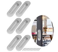 Forreen Maniglie da Incasso per Mobili, 6 Pezzi Maniglia per Porta Scorrevole in Acciaio Inox Ovale Nascoste Maniglie Per Porte Scorrevoli con Viti per Ante, Armadi, Cassetti, Comò (120 x 40mm)