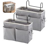 Forreen Tasche da Comodino, 2 Pezzi Comodino Caddy Pocket Borsa da Comodino Tasche da Letto Appendibile Multifunzione Hanging Comodino Tasca per Casa Ufficio Scuola Dormitorio Letto a Castello