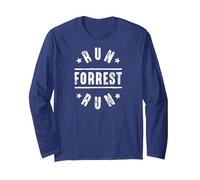 Forrest Gump Run Forrest Run Cerchio Maglia a Manica, Unisex per Adulti, Navy, L
