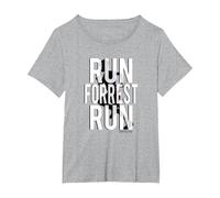 Forrest Gump Run Forrest Run Silhouette Maglietta, Donna Plus-Size, Grigio Melange, 2X