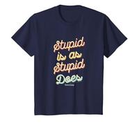 Forrest Gump Stupid Is As Stupid Does Script Text Maglietta, Bambini, Navy, 10 anni