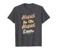 Forrest Gump Stupid Is As Stupid Does Script Text Maglietta, Uomo, Grigio Scuro, 5XL