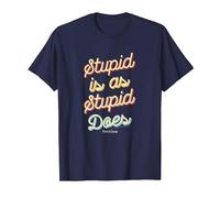 Forrest Gump Stupid Is As Stupid Does Script Text Maglietta, Uomo, Navy, 6XL