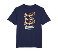 Forrest Gump Stupid Is As Stupid Does Script Text Maglietta, Uomo Taglie Grandi, Navy, 2X Tall
