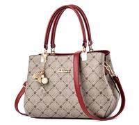 FORRICA Borsa a Mano Donna Borsa a Tracolla Squisito Ciondolo Borsetta Elegante Foglia di Acero Borse a Spalla Pelle PU Manico Rosso A