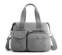 FORRICA Borsa a Mano Donna Borsa Tracolla Tessuto Oxford Impermeabile Borsetta Grande Borse a Spalla Casuale Borsa Viaggio Multi Tasca Grigio