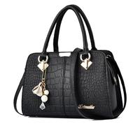 FORRICA Borsa a Mano Donna Elegante Borsa a Tracolla con Ciondolo Squisito PU Pelle Borsetta Borse a Spalla per Shopping Pendolarismo Nero B