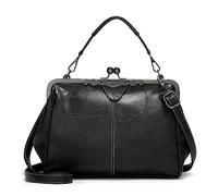FORRICA Borsa a Mano Donna Elegante Borsa a Tracolla Pelle PU Borsa da Banchetto Borsetta con Chiusura a Bacio per Cena Banchetto Appuntamenti Party Nero