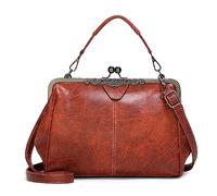FORRICA Borsa a Mano Donna Elegante Borsa a Tracolla Pelle PU Borsa da Banchetto Borsetta con Chiusura a Bacio per Cena Banchetto Appuntamenti Party Marrone Chiaro