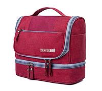 FORRICA Borsa da Toilette Borsa da Viaggio Uomo Donna Beauty Case da Viaggio Cosmetico Bag Con Gancio Da Appendere Portatile Impermeabile Cosmetici Organizer Rosso
