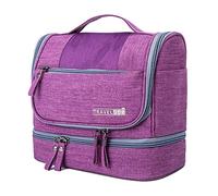 FORRICA Borsa da Toilette Borsa da Viaggio Uomo Donna Beauty Case da Viaggio Cosmetico Bag Con Gancio Da Appendere Portatile Impermeabile Cosmetici Organizer Viola