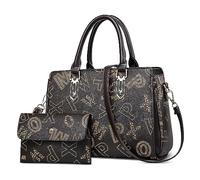 FORRICA Borsa Donna Elegante Borsa a Mano Borsetta Tracolla Pelle PU Signora Borse a Spalla con Porta Carte 2 Pezzi Set per Festa Shopping Viaggio Caffè A
