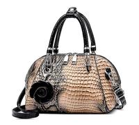 FORRICA Borsa Donna Modello Coccodrillo Borsetta Tracolla Pelle PU Borsa a Mano con Ciondolo Fiore Elegante Borse a Spalla per Datazione Festa Shopping Cachi