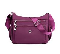 FORRICA Borsa Donna Tracolla Grande Borsa Ragazze Casuale Borsa a Spalla Nylon Leggero Impermeabile Borsa Tracolla Tasche Multiple Viola