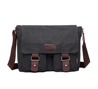 FORRICA Borsa Messenger Uomo Casual Borsa a Tracolla Tela Uomo Borse a Spalla Multifunzione per Affari Lavoro Scuola Nero