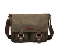 FORRICA Borsa Messenger Uomo Casual Borsa a Tracolla Tela Uomo Borse a Spalla Multifunzione per Affari Lavoro Scuola Verde