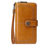 FORRICA Portafoglio Donna Grande Cerniera Portamonete Elegante Portafogli RFID Blocco Pochette in PU Pelle Porta Tessere Giallo