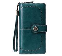 FORRICA Portafoglio Donna Grande Cerniera Portamonete Elegante Portafogli RFID Blocco Pochette in PU Pelle Porta Tessere Blu