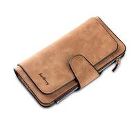 FORRICA Portafoglio Donna Pelle Lungo Portafogli Grande Capacità Borsellino Elegante Moneta Borsa Cerniera Porta Carte Leggero Portamonete con Confezione Regalo Marrone Marrone