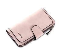 FORRICA Portafoglio Donna Pelle Lungo Portafogli Grande Capacità Borsellino Elegante Moneta Borsa Cerniera Porta Carte Leggero Portamonete con Confezione Regalo Marrone Rosa