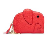 FORRICA Portafoglio Donna Piccolo Elefante Ragazze Vera Pelle Mini Moneta Borsa Simpatico Donna Corto Sottile Portafoglio con Cerniera Portamonete Leggero Portafogli Portachiavi Rosso
