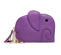 FORRICA Portafoglio Donna Piccolo Elefante Ragazze Vera Pelle Mini Moneta Borsa Simpatico Donna Corto Sottile Portafoglio con Cerniera Portamonete Leggero Portafogli Portachiavi Viola