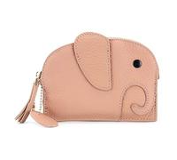 FORRICA Portafoglio Donna Piccolo Elefante Ragazze Vera Pelle Mini Moneta Borsa Simpatico Donna Corto Sottile Portafoglio con Cerniera Portamonete Leggero Portafogli Portachiavi Rosa