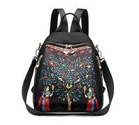 FORRICA Zaino Donna Borsa Tracolla 2 In 1 Casuale Zainetto Piccolo Multitasche Impermeabile Nylon Moda Borse a Spalla per Scuola Viaggio Shopping Lavoro Foglie