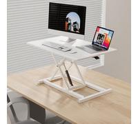 FORRTY Scrivania Regolabile In Altezza, Convertitore Sit Stand Con Ripiano Tastiera, 65/75/80/95cm (25"/29"/31"/37"), Workstation Da Tavolo For Casa Ufficio Computer E Laptop(Bianco,75cm(29.5"))