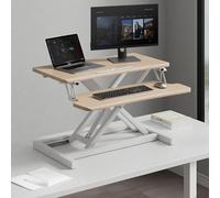 FORRTY Scrivania Regolabile In Altezza, Convertitore Sit Stand Con Ripiano Tastiera, 65/75/80/95cm (25"/29"/31"/37"), Workstation Da Tavolo For Casa Ufficio Computer E Laptop(Wood,80cm(31.5"))