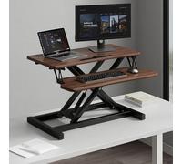 FORRTY Scrivania Regolabile In Altezza, Convertitore Sit Stand Con Ripiano Tastiera, 65/75/80/95cm (25"/29"/31"/37"), Workstation Da Tavolo For Casa Ufficio Computer E Laptop(Walnut,95cm(37.4"))